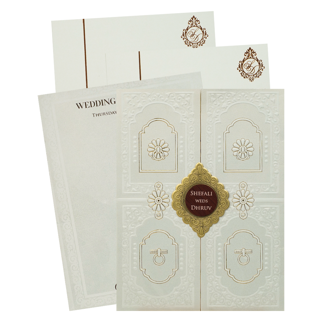 White Palace Door Wedding card-KRE28490
