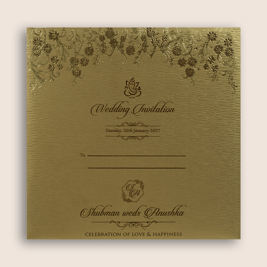 Gold Embossed Floral Wedding Invitation - KRB10121