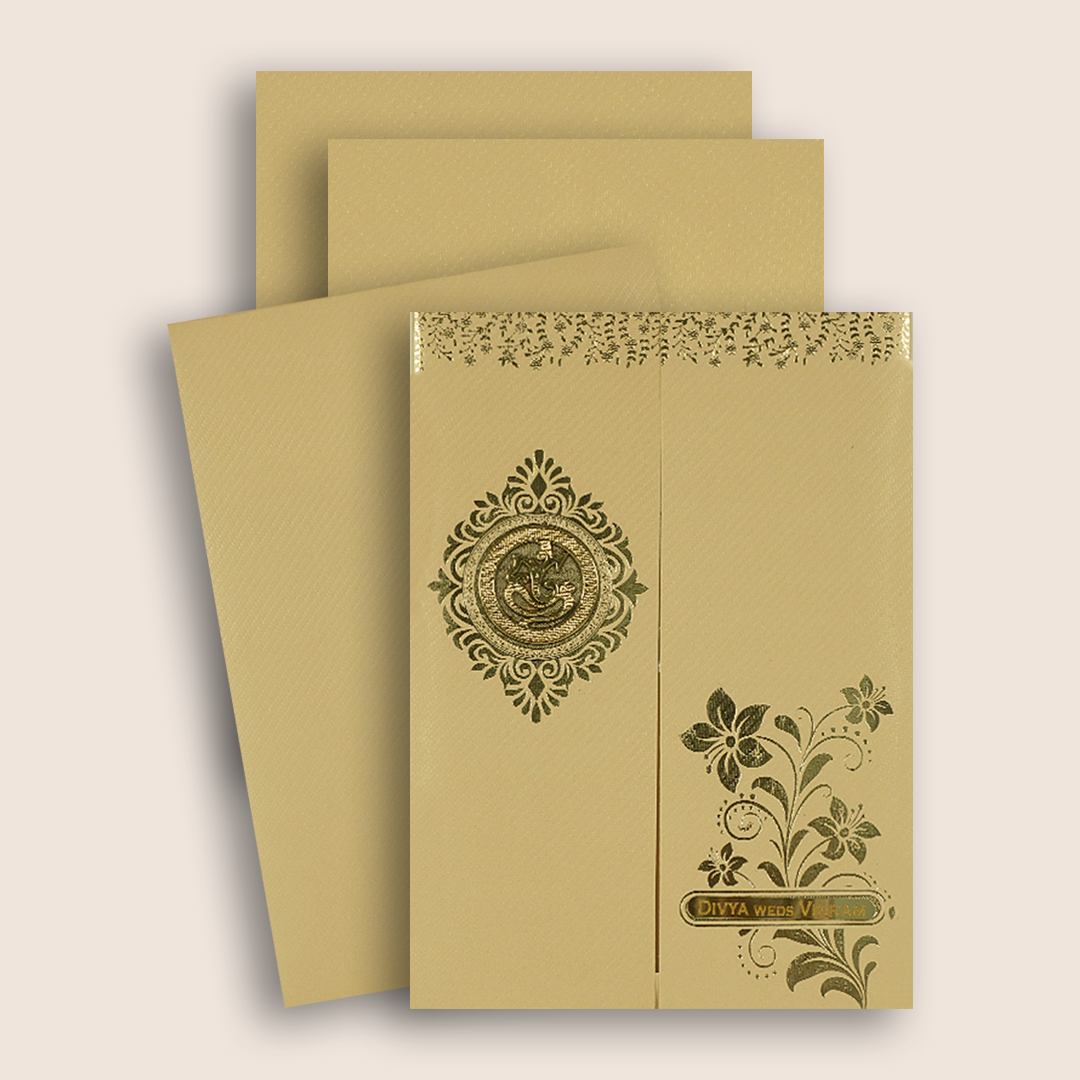 Sandal Floral Door Style Wedding Card - KNKTG049