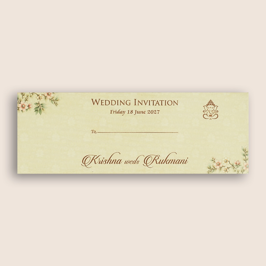 Brown MDF Floral Three Fold Wedding Card - KJTS1907