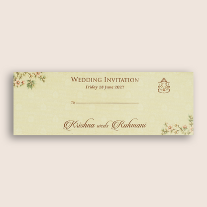 Brown MDF Floral Three Fold Wedding Card - KJTS1907