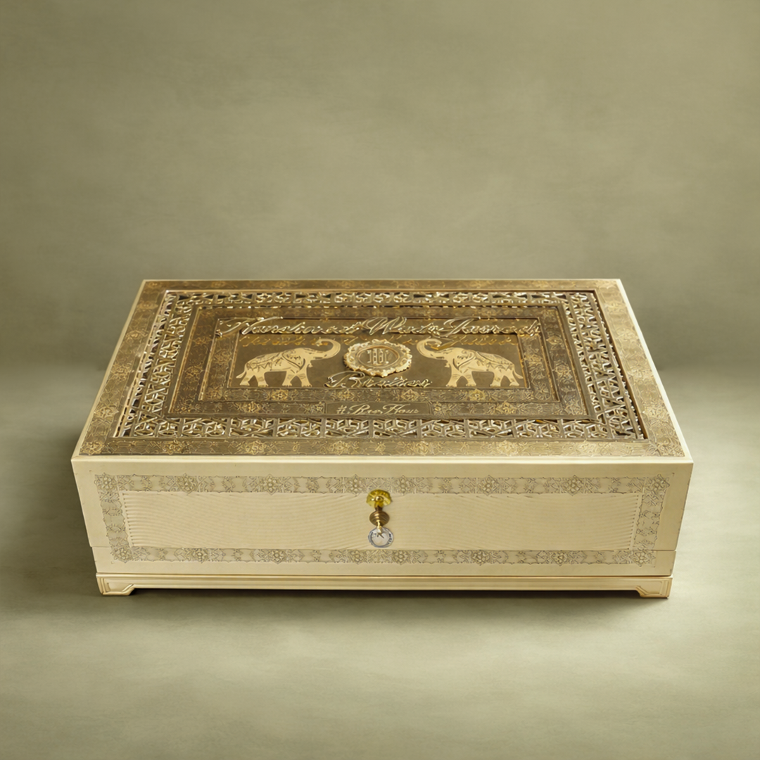 Gold Premium Lase-Cut Luxury Invitation Box-KNLW20247