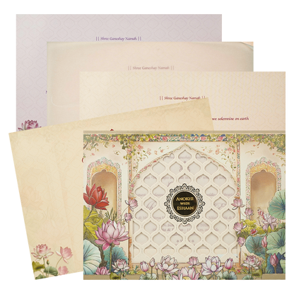 Check out Cream Laser Cut Wedding Card at best price. ✅WhatsApp Support ✅Express Delivery.|King of cards.