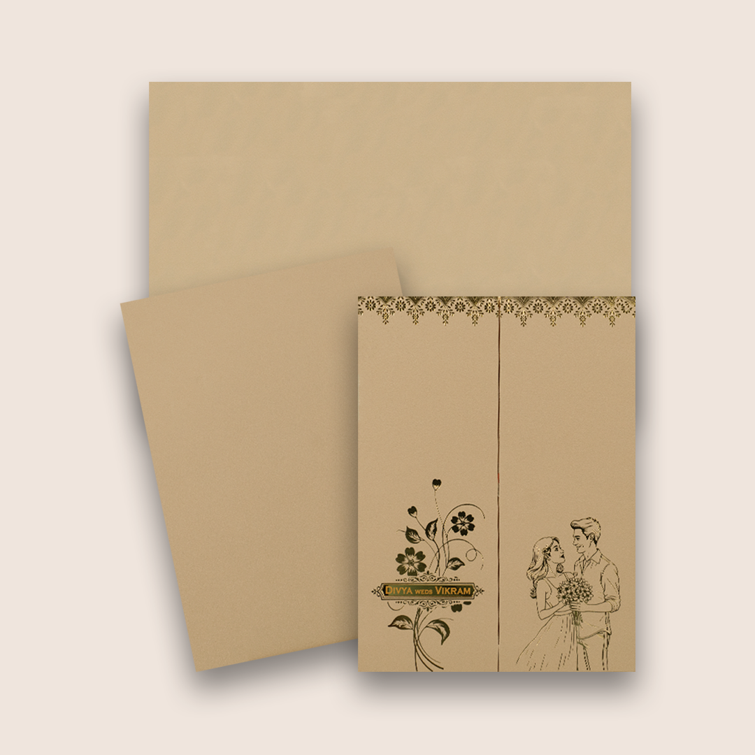 Pastel Pink Bride Groom Wedding Invitation Card - KNRR8707P
