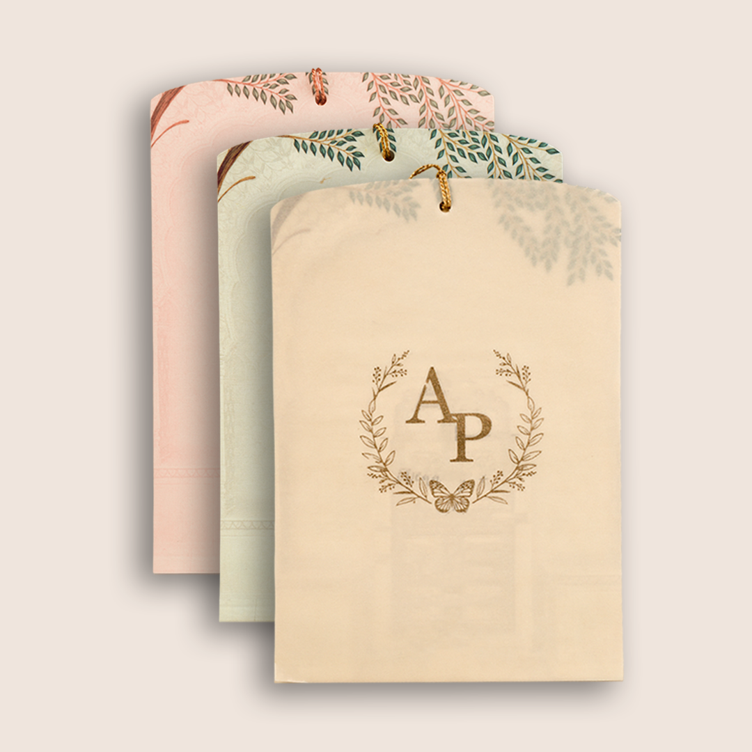 Cream Elephant Bag Style Wedding Card - KVN06330