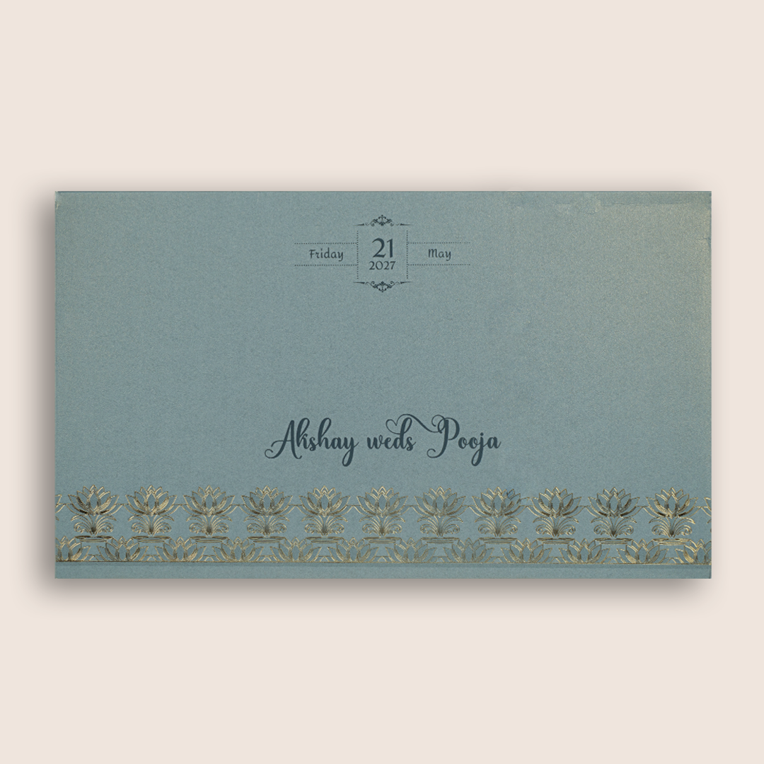 Grey Embossed Floral Wedding Invitation Card - KPR07520