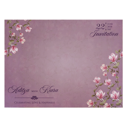 Lavender Lilly Flower MDF Laser Cut Wedding Card - KFR16080