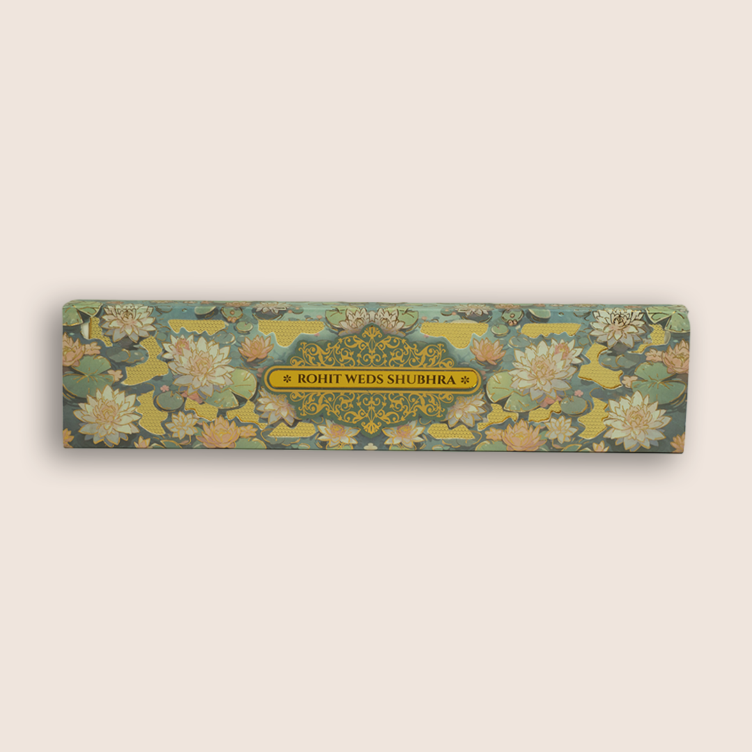 Pastel Blue Lotus Floral Laser Cut Scroll Box Card - KJPS2909