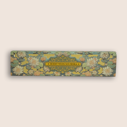 Pastel Blue Lotus Floral Laser Cut Scroll Box Card - KJPS2909