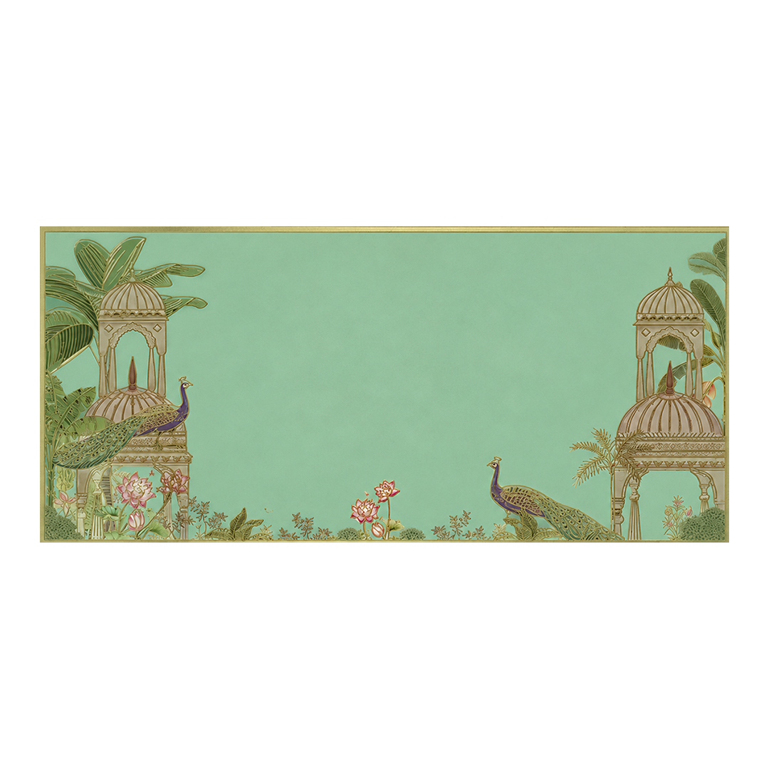 Green Peacock Jharokha Money Envelope - KRCE7080