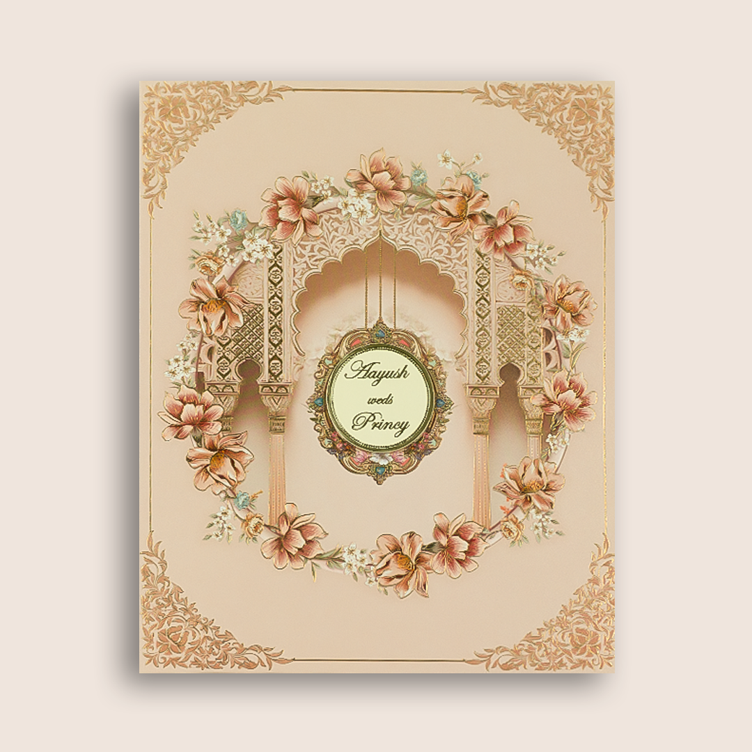 Peach Floral Wedding Invitation -  KAA05160