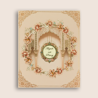 Peach Floral Wedding Invitation -  KAA05160