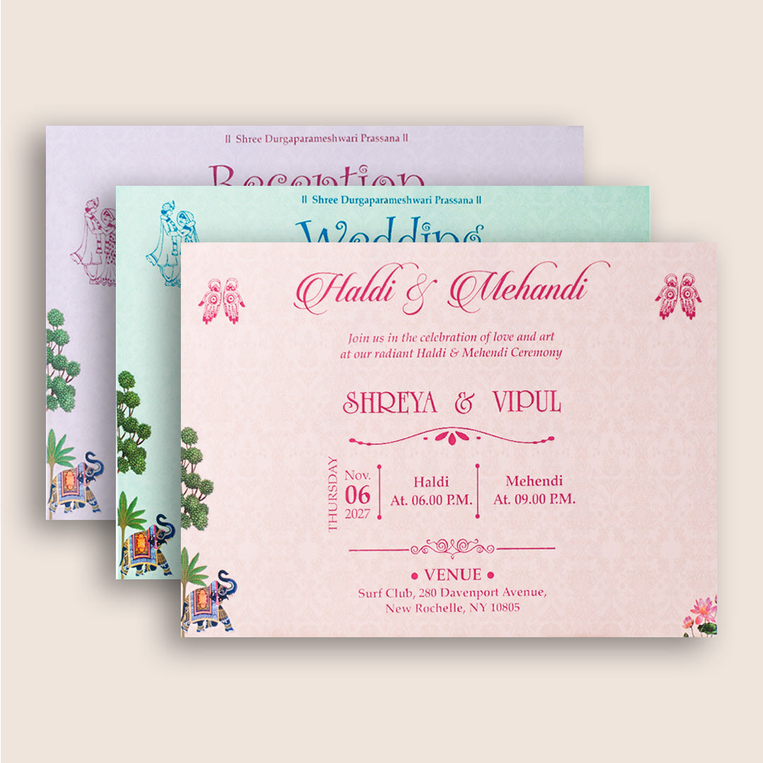 White Elephant Palace Padded Wedding Invitation - KSH18330