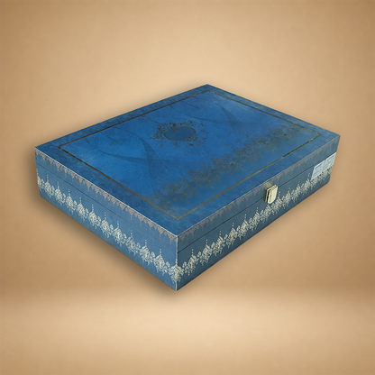 Blue Gold Floral Luxury Invitation Box-KNWD1116