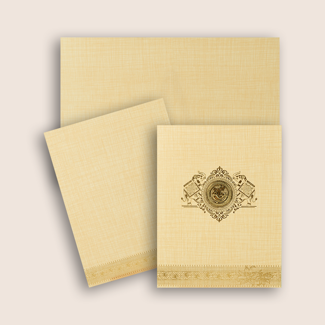 Cream Gold Elephant Wedding Card - KNK5021S