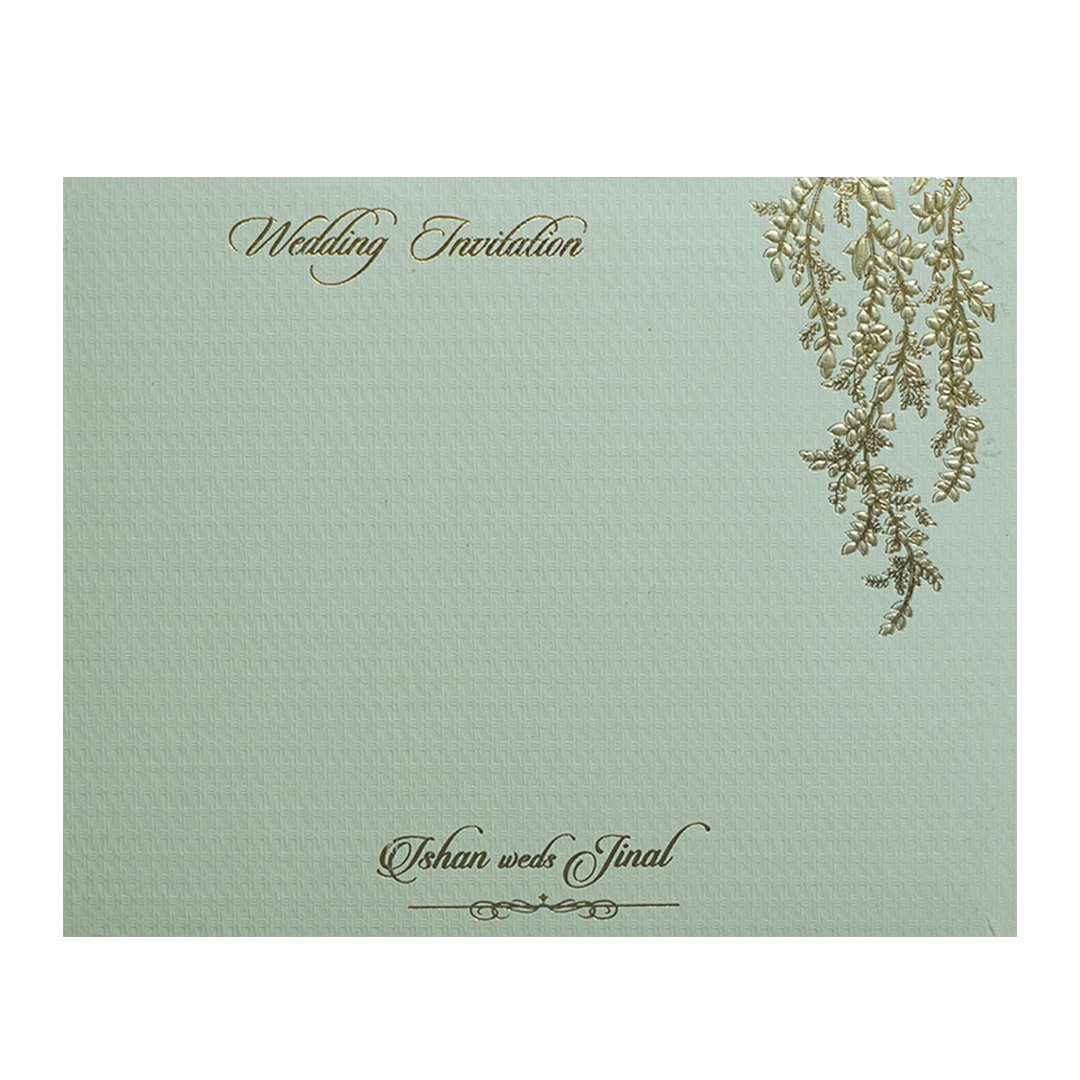 Luxury Green &amp; Gold Padded Wedding Card - KMMWD1113