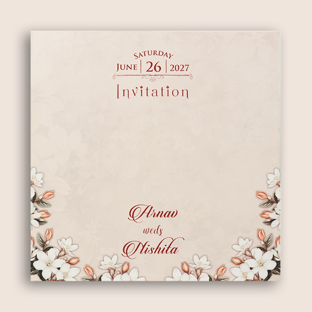 Light Pink Floral Door Style Invitation Card - KVN08110