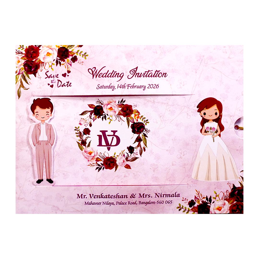Pink Floral Slide Invitation Card-King of Cards