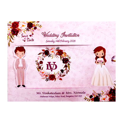 Pink Floral Slide Invitation Card-King of Cards
