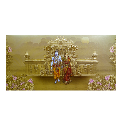 Gold Embossed Ram Sita Palace Wedding Invitation Card-KPR06500