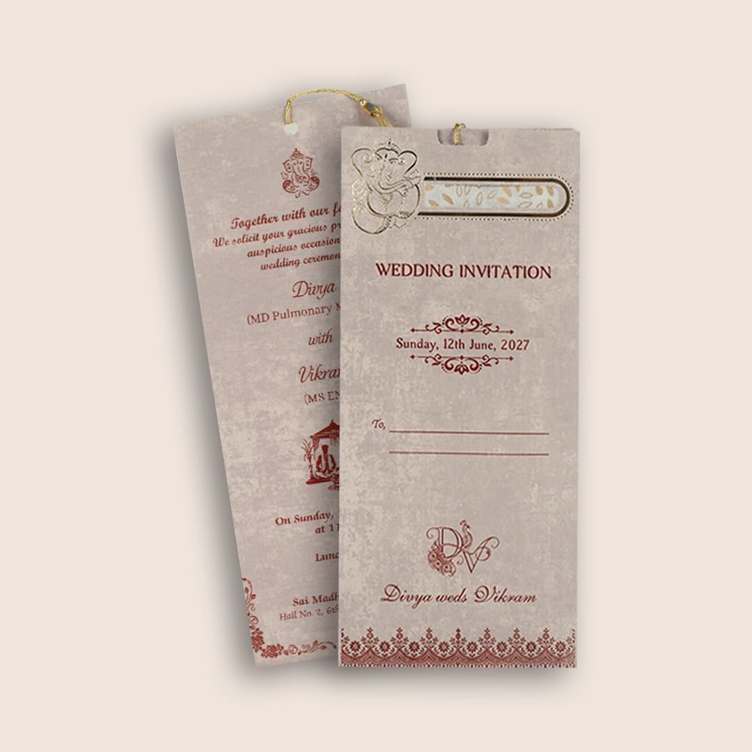 Lavender Single Sheet Wedding Card- KNPD1304