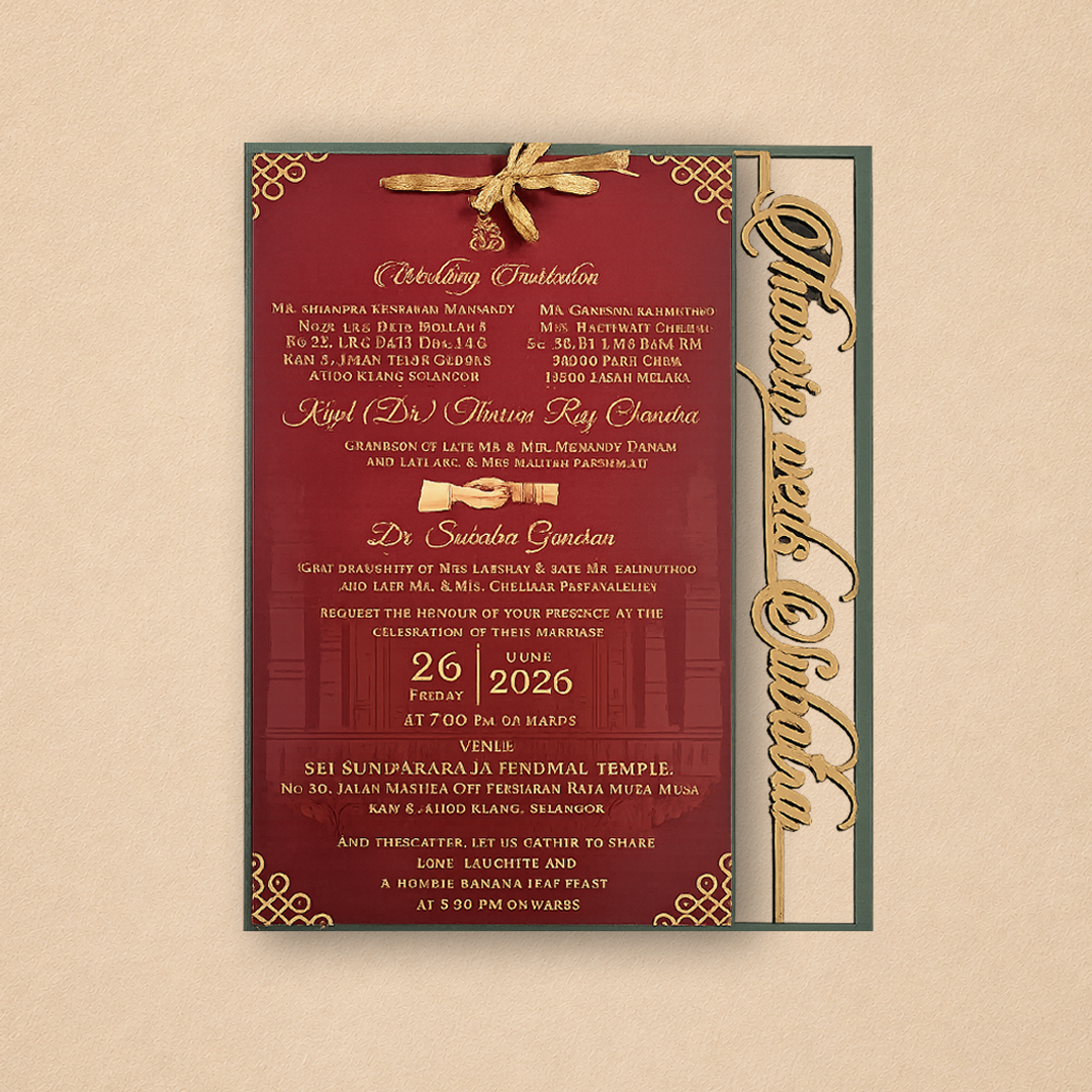 Green MDF Laser Cut Invitation Card - KVR103