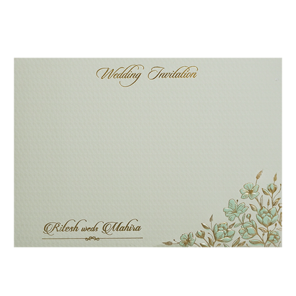 Pastel Green Gold Floral Classic Wedding Card -KMMWD1105