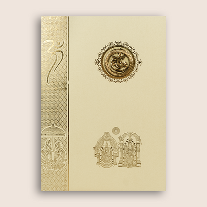 Cream Balaji Padmavathi Invitation Card - KNCP817C