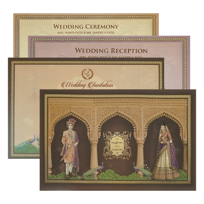 Check out Brown Palace Arch Padded Wedding Card at best price.WhatsApp Support|Express Delivery.