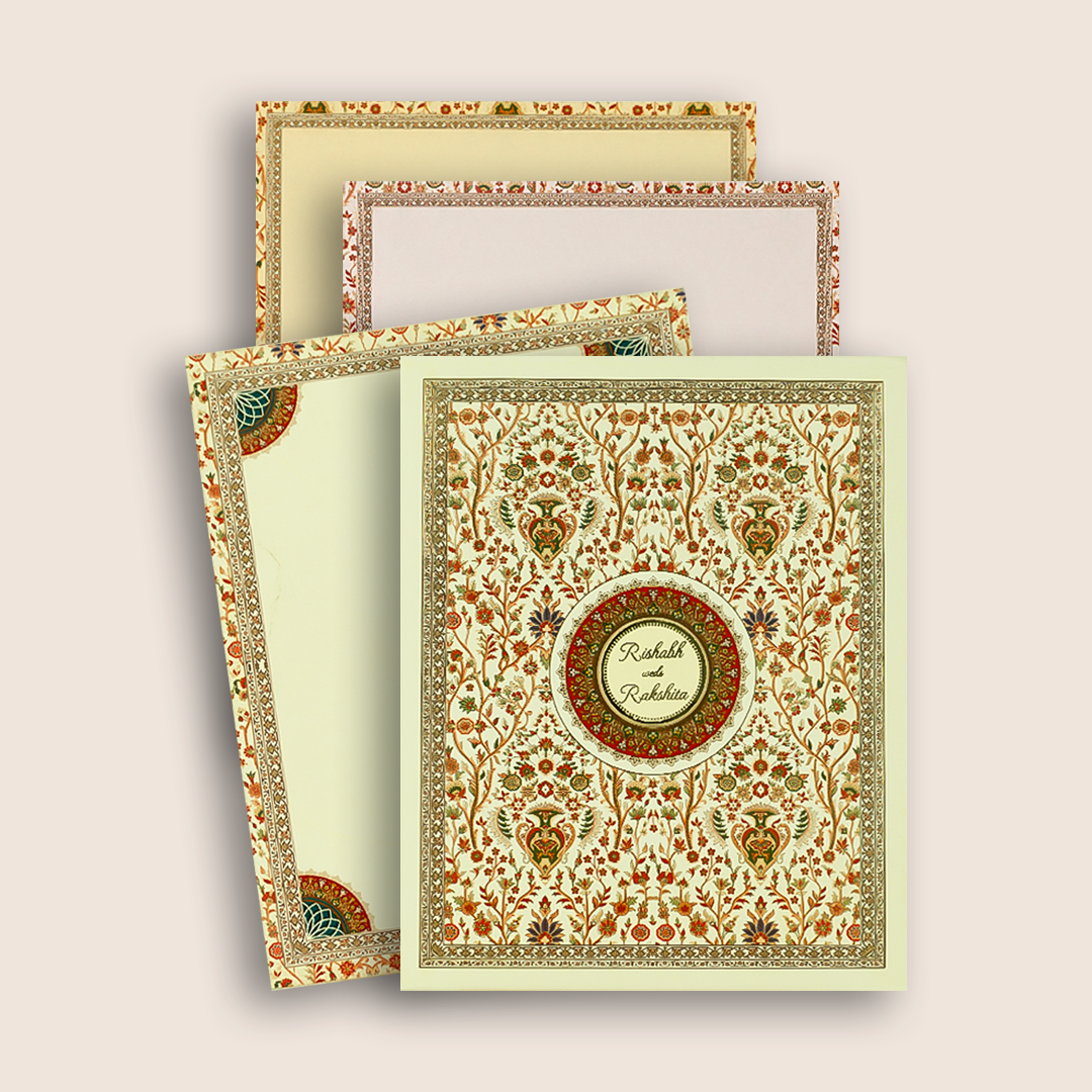 White Floral Padded Wedding Card - KAA05530