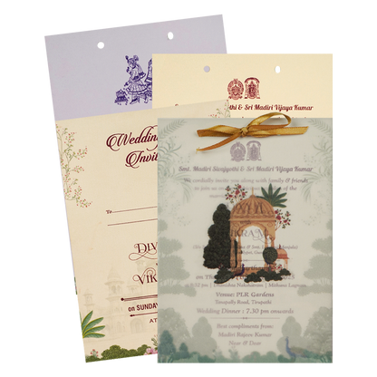 Cream Ornate Pavilion Wedding Card-KNCY6608C