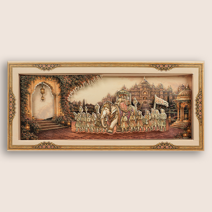 Beige Bharaat Laser Cut Padded Wedding Card - KPR026210