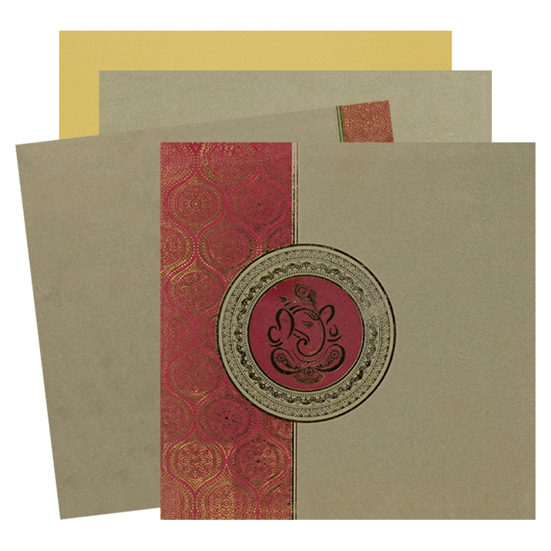 Brown Floral God Wedding Card-KNK30361