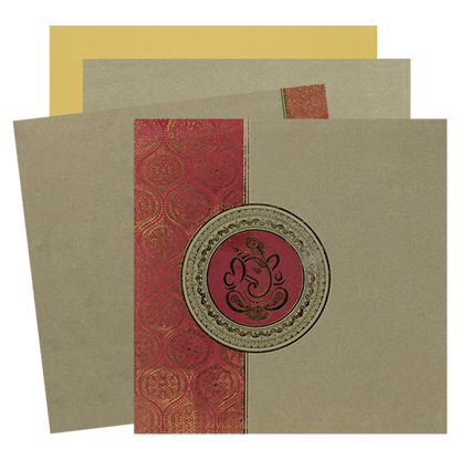Brown Floral God Wedding Card-KNK30361