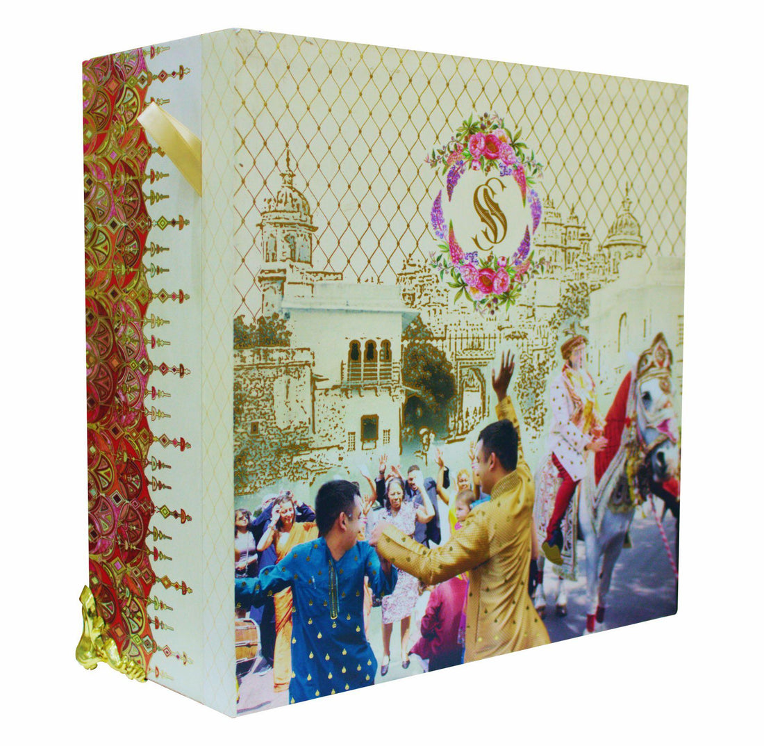 Cream Ultra Premium Wedding Invite With Floral Inserts-KNKUP006-King of Cards