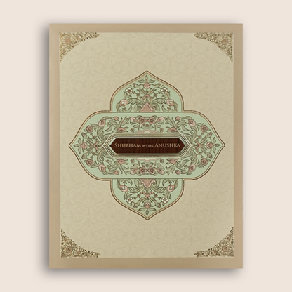 Beige Floral Wedding Invitation Card - KRB54190