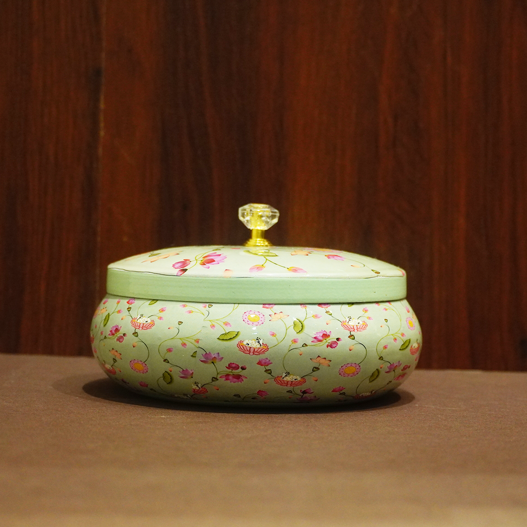 Pastel Floral Hand Painted Big Jar-King of Cards