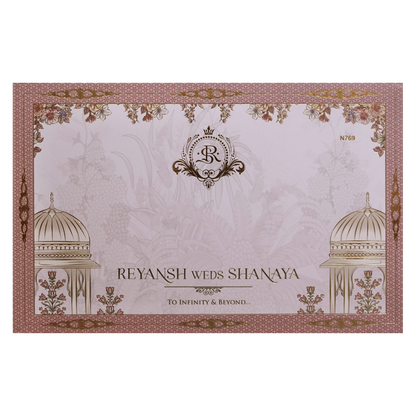 Royal Pink Couple Padded Wedding Card - KVN07690