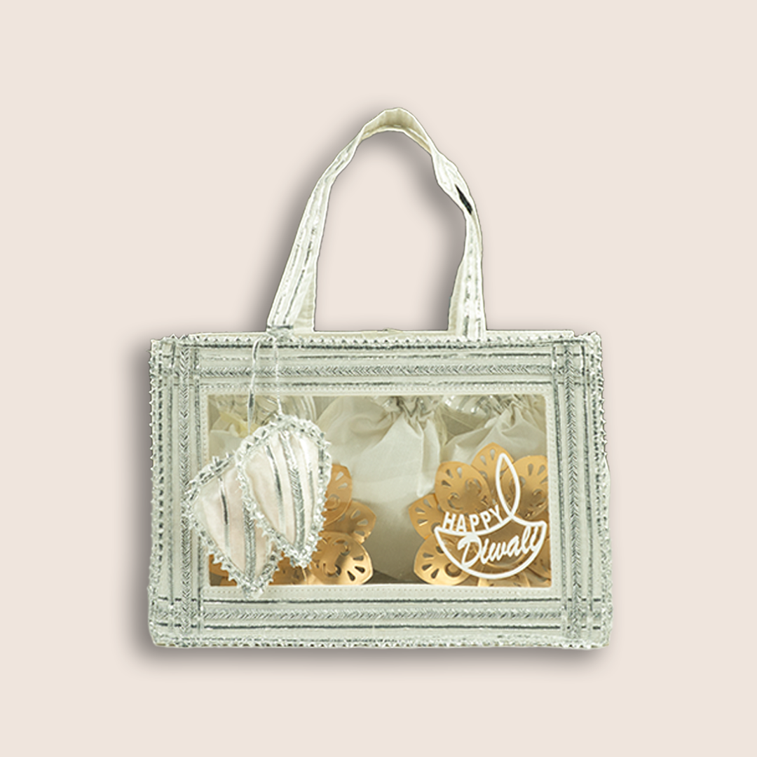 Silver Festive Premium Gift Hamper Bag - KLGH0190