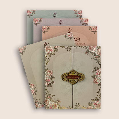 Pale Pink Door Style Padded Invitation Card - KVN07990