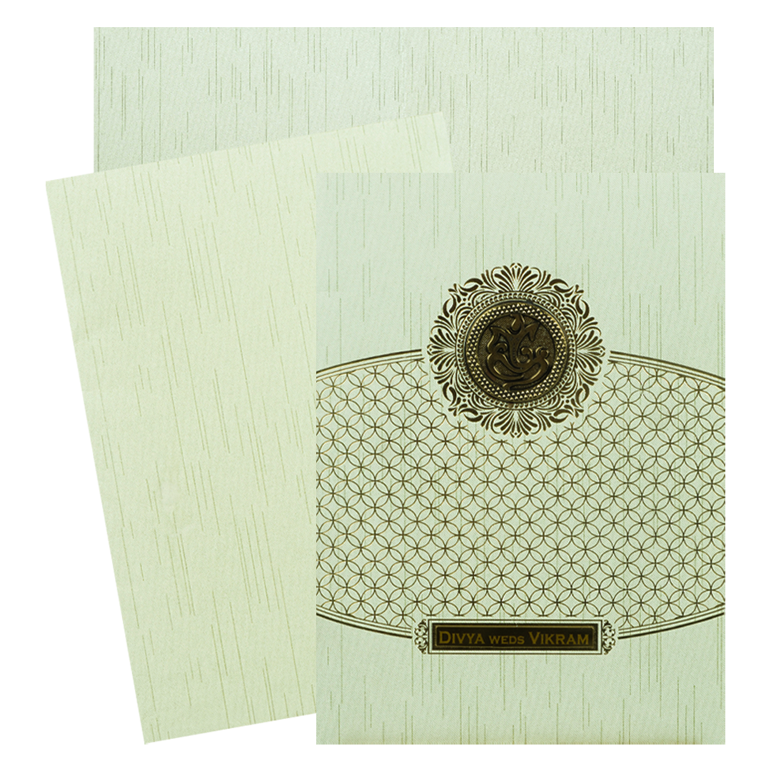 Green Floral Gold Foil Wedding Card- KNKR044N