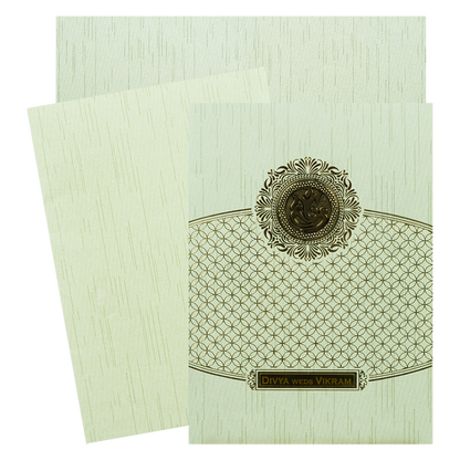 Green Floral Gold Foil Wedding Card- KNKR044N