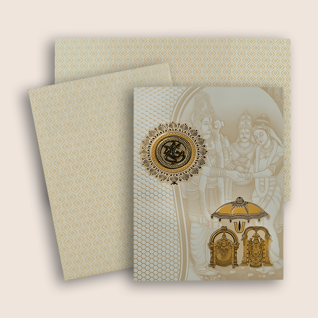 White Balaji Padmavathi Invitation Card - KNCWP455