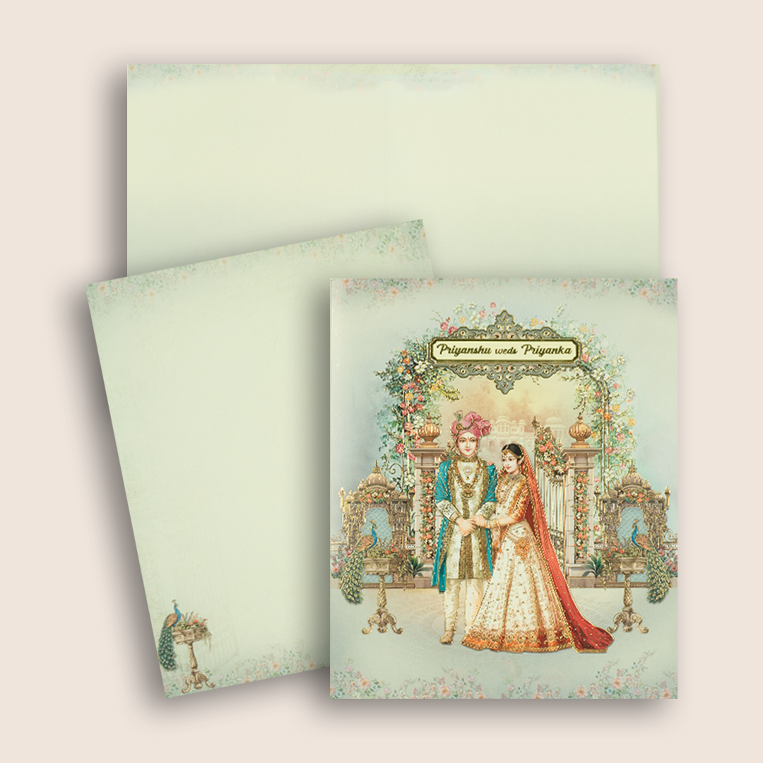 Blue Floral Arch Bride Groom Wedding Card - KAA05250
