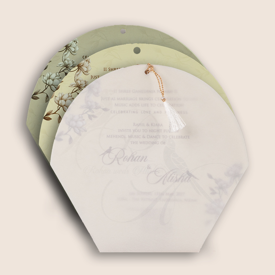 Cream Lilly Flower Laser Cut Marriage Card - KFR17250