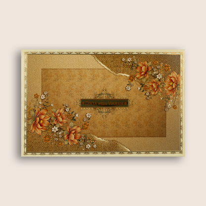 Beige Floral Padded Wedding Invitation Card - KNAK4704