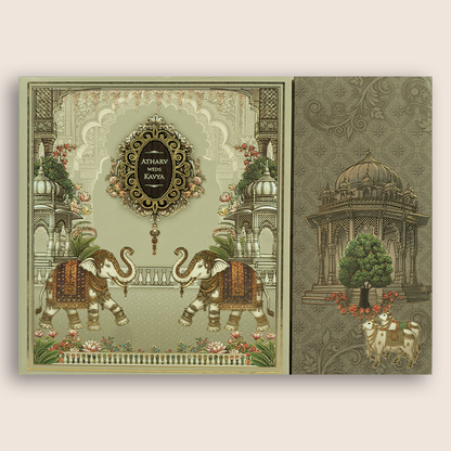 Grey Elephant Padded Bag Style Wedding Card - KSH27040