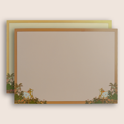 Beige Lord Shrinathji Floral Padded Wedding Card - KAA06140