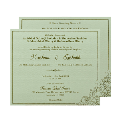 Green Leaf Wedding Card-KSI64910