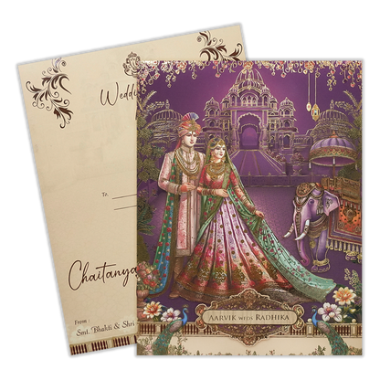 Purple Palace Padded Wedding Card-KSH73130
